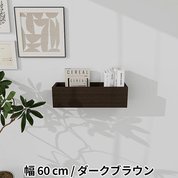 壁掛け棚 本棚 浮かせる収納 幅60cm｜WallBox7 cube 600 木目
