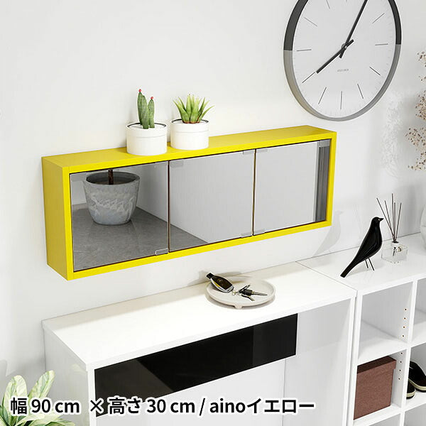 壁掛けラック 扉付き 洗面所収納 壁面ディスプレイ 幅90cm｜WallBox7